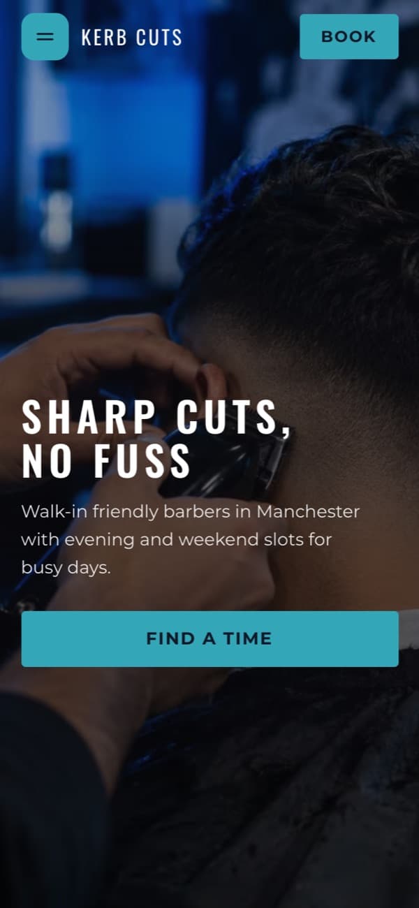 Kerb Cuts, a booking site built by the AI builder