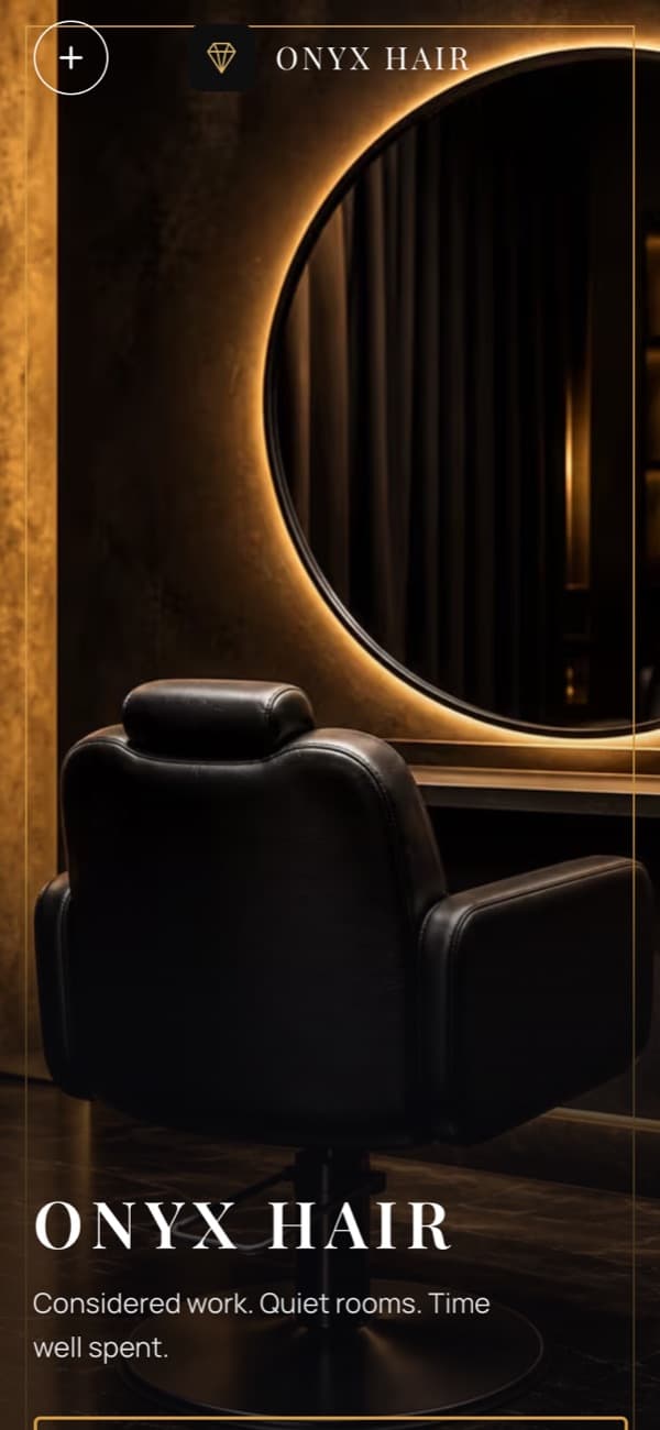 Onyx Hair, a booking site made from a template